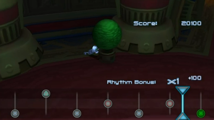 A screenshot of a rhythm game in Secret Agent Clank.